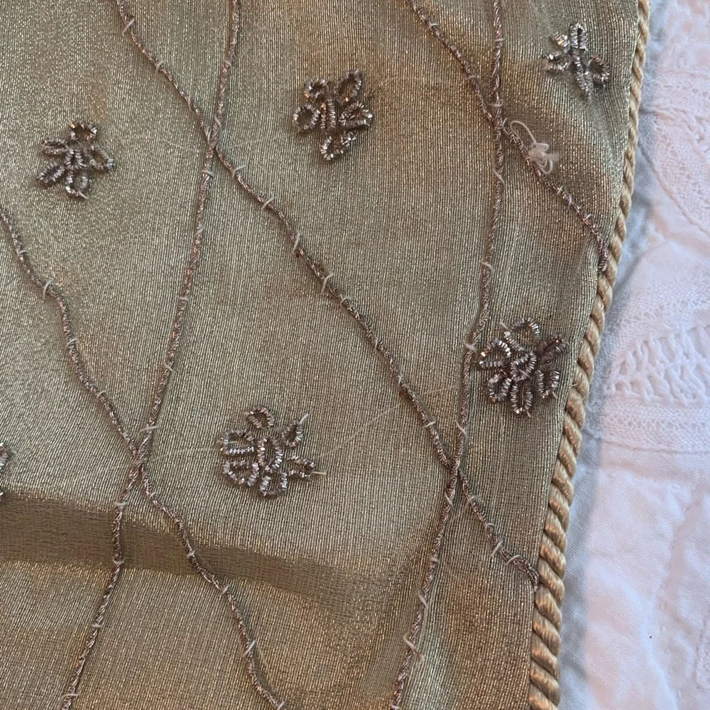 Holiday Gold Beaded Christmas Stocking